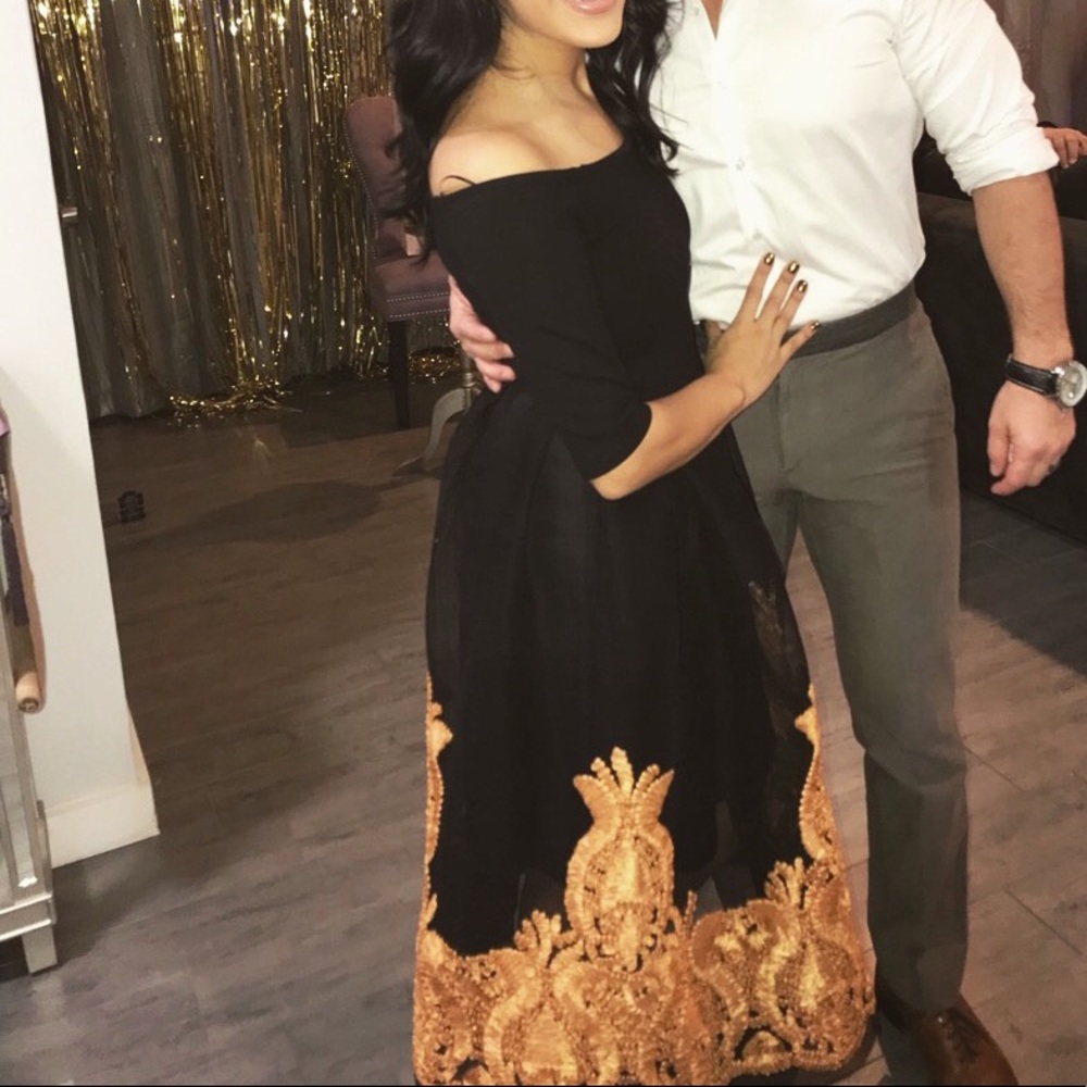 SOLD!!!!!!!!Gorgeous black and gold cocktail dress